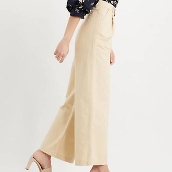Levi's Premium Pleated High Loose Pants Beige Tan 26 X 30 Brand New Kakhi Tan - Picture 3 of 16